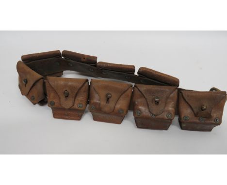 Boer War RFA Leather Ammunition Bandolierbrown leather cross strap with 9 leather pouches riveted in place.  Each pouch with 