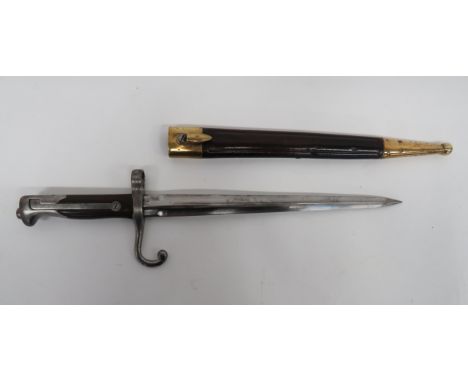 Italian M1870 Vetterli Truppi Speciali Bayonet11 inch, double edged, cruciform pattern blade. Forte with "MA" stamp. Steel mu