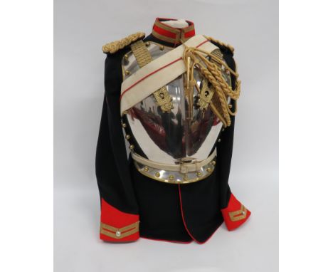 Royal Horse Guards Breast and Back Plate and Uniform Displayplated steel breast plate with brass edging and stud decoration. 