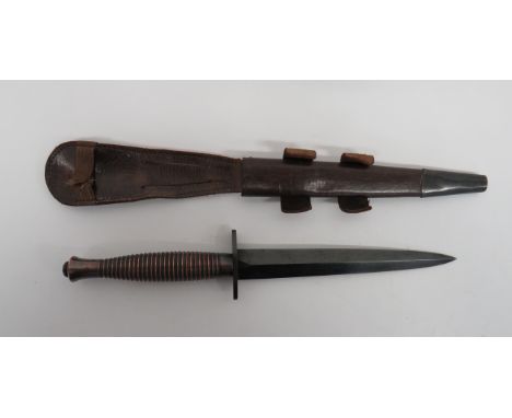 3rd Pattern Fairbairn &amp; Sykes B2 Marked Commando Fighting Knife6 3/4 inch, double edged, blackened finish blade. Blackene