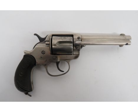 Deactivated Scarce Colt Double Action Army Revolver.45, 5 inch, plated barrel with front blade sight.  Lower clearing rod tub