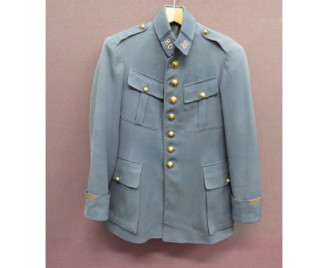WW1 French 80th Infantry Officer's Horizon Blue Tuniclight horizon blue, single breasted, high collar tunic.  Collar with gil