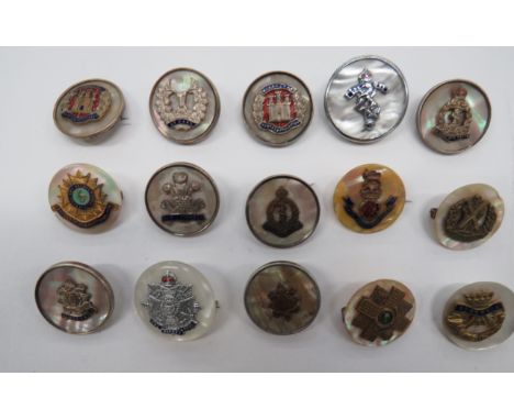 Good Selection of Regimental Lapel Badgesincluding silvered, enamel and mother of pearl Black Watch ... KC brass, enamel and 