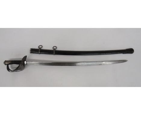 Mid 19th Century German Cavalry Trooper's Sword35 1/2 inch, single edged, slightly curved blade with large fuller.  Forte sta