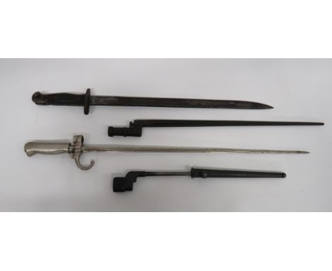 Small Selection of Various Bayonetsconsisting French M1886 Lebel bayonet.  Cruciform blade.  Plated hook quillon and steel gr