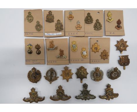 Selection of Corps Cap and Collar Badge Pairscap include KC brass Military Police ... KC brass Singapore Royal Artillery ... 