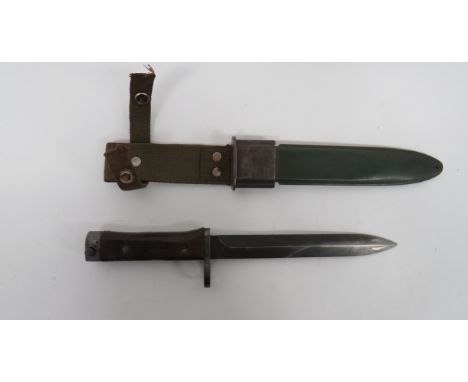 Rare Dutch 1960's AR10 Bayonet7 1/2 inch, single edged, plain blade with part sharpened back edge.  Forte with Armoury stamp.