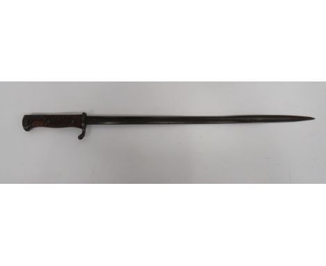 Imperial German Seitengewehr  M1898 Bayonet20 1/2 inch, single edged, pipe back, quill point, narrow blade.  Forte with maker