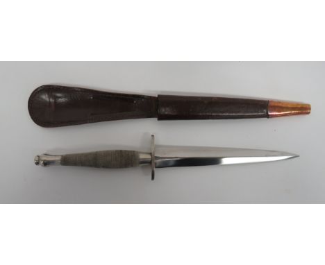 Scarce 2nd Pattern Nickel Plated Fairbairn &amp; Sykes Commando Fighting Knife6 3/4 inch, double edged, polished blade.  Nick