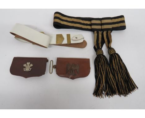 Royal Tank Regiment Officer's Waist Sash black and gilt waist sash with two side hanging tassels.  Plain bow buckle.  Togethe