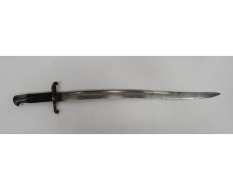 British P1860 Sword Bayonet23 inch, single edged, Yataghan blade with large fuller.  The forte with maker's stamp.  Steel muz