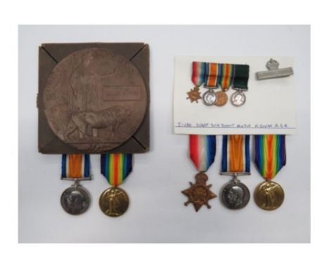 WW1 Family Casualty Groupconsisting silver War and Victory medals named "202649 Pte E Govan. R. War. R.". Together with his C
