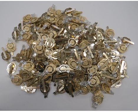 Quantity of Anodised Lancastrian Cap Badgesconsisting 175 x QC anodised Lancastrian cap badges.  Sliders marked "J R Gaunt B'