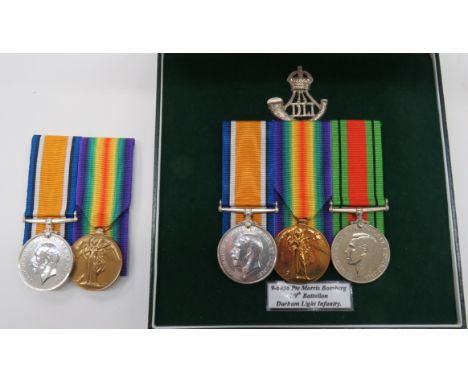 Two WW1 Medal Pairs to Coldstream Guards &amp; DLIconsisting silver War medal and Victory medal named to "16018 Pte F Brother