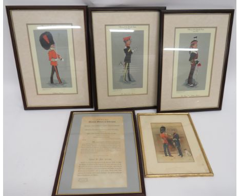 Small Selection of Coloured Military Printsconsisting limited edition Officers Of The British Army KOSB, signed by the artist