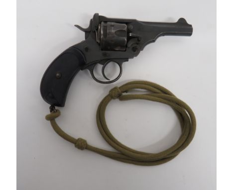 Deactivated WW1 Period Webley MKV Revolver.455, 4 inch, blued barrel with front blade sight.  Blued, fluted cylinder.  Blued 