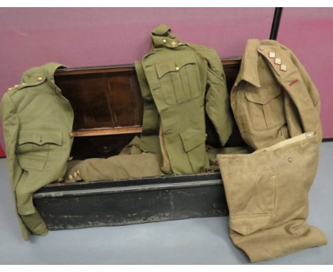 Good Complete WW2 RAMC Officer's Set of Uniformsconsisting 1937 pattern, converted, open collar, battle dress jacket.  Captai