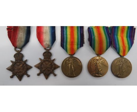 Selection of Essex Regiment WW1 Medalsconsisting 1914 Star named "8230 Pte W Barker 2/Essex R" ... 1914/15 Star and Victory n