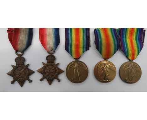 Selection of Essex Regiment WW1 Medalsconsisting 1914 Star named "8230 Pte W Barker 2/Essex R" ... 1914/15 Star and Victory n