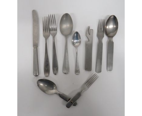 Selection of Third Reich German Cutleryincluding 2 x alloy Luftwaffe forks ... Alloy Luftwaffe spoon ... Alloy Luftwaffe teas