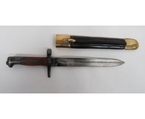 Italian M1870 Vetterli Shortened Bayonet9 1/4 inch, single edged, shortened blade.  Large fuller running through the point.  