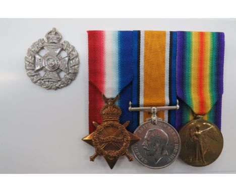 1914/15 Star Trio 9th Batt Rifle Brigadeconsisting 1914/15 Star, silver War medal and Victory medal named to "13383 Pte F Whe