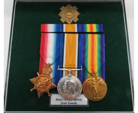 1914 Star Trio Scots Guardsconsisting 1914 Star, silver War medal and Victory medal named to "11519 Pte H W Morris S. Gds". T