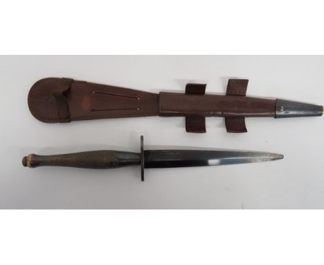 2nd Pattern Fairbairn &amp; Sykes "B2" Marked Commando Fighting Knife6 1/2 inch, double edged, blackened blade (tip damaged).