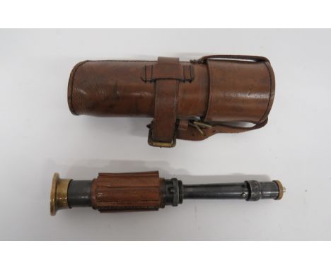 Deactivated British Military Issue Humane Dispatch Gun brass end plate and top mount.  Tubular steel with leather cartridge b