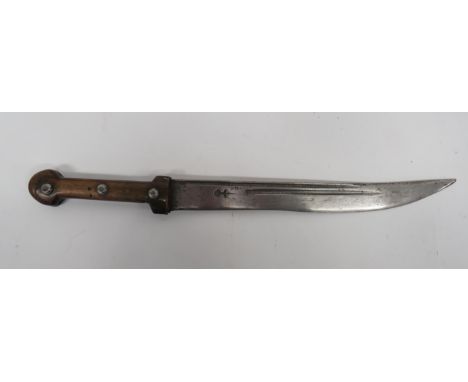 19th Century Caucasus Kindjal12 inch, single edged, slightly curved blade.  Double fullers.  Large Armoury stamp to one side.