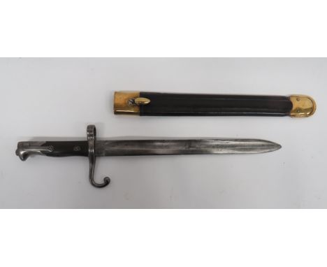 Italian M1870 Vetterli Bayonet12 1/4 inch, single edged, shortened blade.  Fuller running through the point.  Forte marked "T