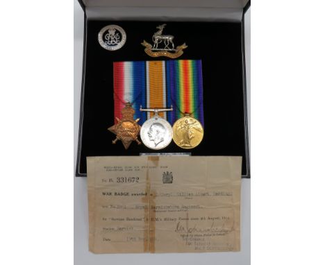 1914/15 Star Trio Royal Warwickshire Regimentconsisting 1914/15 Star named "2971 L/Cpl W A Harding R War. R". Silver War meda