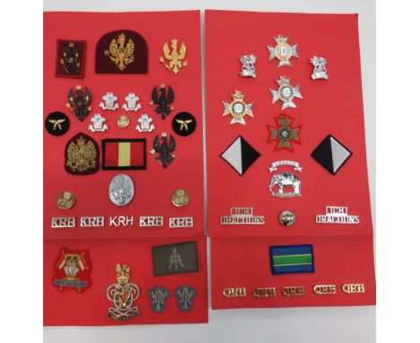 Selection of Modern Cavalry Badgescap badges include QC bullion embroidery Light Dragoons ... QC plated and gilt Light Dragoo