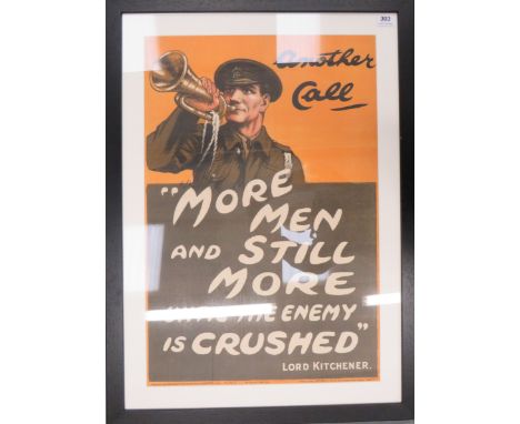WW1 "Another Call" 1914 Parliamentary Recruiting Poster No 21original Great War poster depicting a soldier blowing a bugle.  