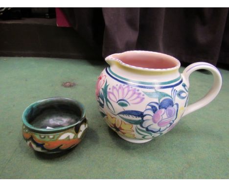 A Poole Pottery jug and a small Gouda bowl   