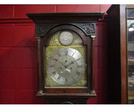 Allan Fowlds (Fowles), Kilmarnock: A late 18th Century Scottish 8-day longcase clock; the brass arched dial with period dolph