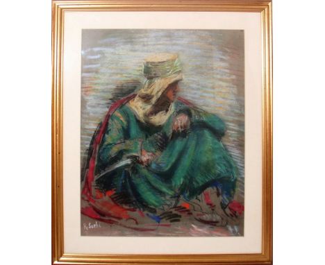 Figura araba, pastello su carta firmato R. Sorbi? cm. 45x56