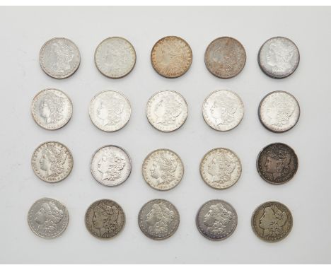 Group of 20 Morgan silver dollars from 1891-1896 including: three 1891 P, one 1891 O, one 1891 S, two 1892 O, one 1894 S, ten
