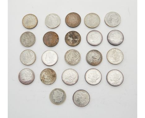 Group of 22 Morgan silver dollars from 1888-1890 including: two 1888 P, two 1888 O mint, five 1889 P, two 1889 O, five 1890 P