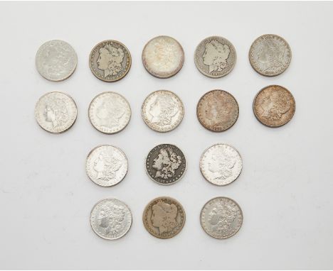 Group of 16 Morgan Silver Dollars from 1897-1899 including: four 1897 P, one 1897 O, two 1897 S, three 1898 P, five 1899 O, a