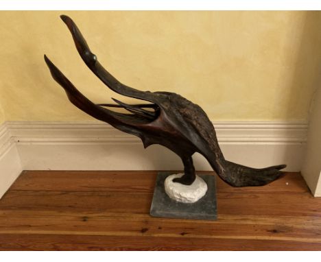 Pieter Koning, 21st Century  ''A Bogwood Formation and Carving, depicting a creature with open mouth and ceramic eyes,'' on t