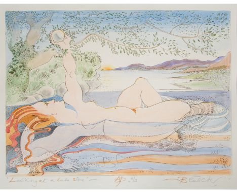 Pauline Bewick (b.1935)   ''Looking at the Lake Shore,'' coloured Lithograph, Limited Edition 11/13, signed, 17 1/4'' x 22 1/