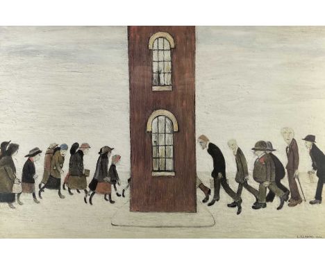 ‡ LAURENCE STEPHEN LOWRY RBA RA, 1973, offset colour lithograph on wove - 'The Meeting Point', signed in pencil, from an edit
