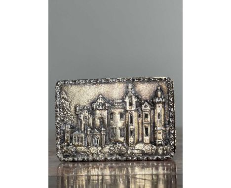 WILLIAM IV SILVER GILT 'CASTLE TOP' VINAIGRETTE, Nathaniel Mills, Birmingham 1837, depicting Abbotsford House, Melrose (home 