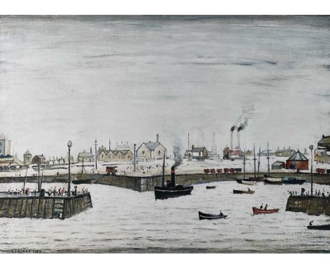 ‡ LAURENCE STEPHEN LOWRY RBA RA, 1972 offset lithograph printed in colours on wove - 'The Harbour', signed in pencil, from an