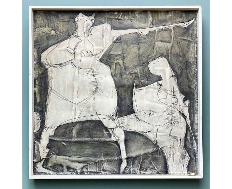 ‡ CECILY SASH oil on alabastine on board - Predatory Women, signed and dated '64Dimensions: 76 x 76cmsProvenance:private coll