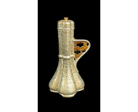 DOCUMENTARY VICTORIAN TIFFANY SILVER PEPPERETTE WITH ROYAL PROVENANCE, 1879, in the Aesthetic taste, from the 'Harlequin' set