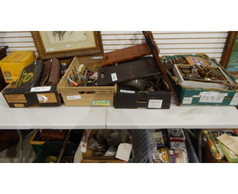 A large quantity of assorted tools, oddments, brassware, two easels, etc. (10 boxes) 