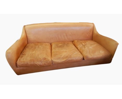 A Balzac sofa in tan leather, 207cm wide 