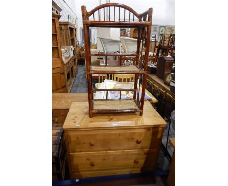 A pine chest of three long drawers, on bun feet, 80cm wide and another item (2) 
